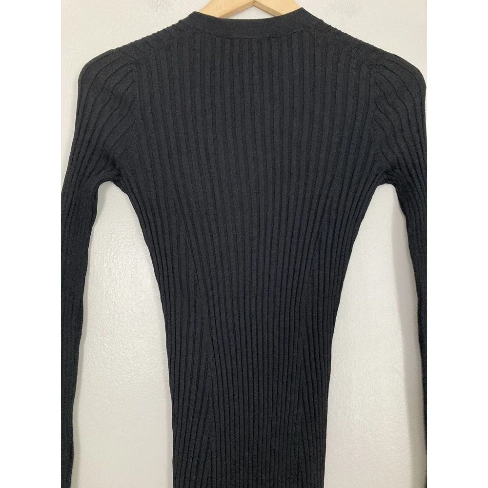 NEW Ted Baker Nardaa Longline Cardigan Dress Ribbed MEDIUM Black Viscose - Picture 15 of 16